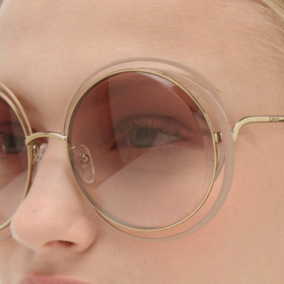 NEW Chloé Carlina 59mm Round Gradient Overlapping Infinity Ring Frame Sunglasses - Picture 7 of 8